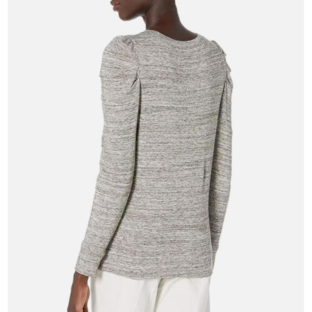 Daily Ritual Heathered Gray Terry Pleated Puff Sleeve Sweatshirt - Size - XS - Picture 2 of 7
